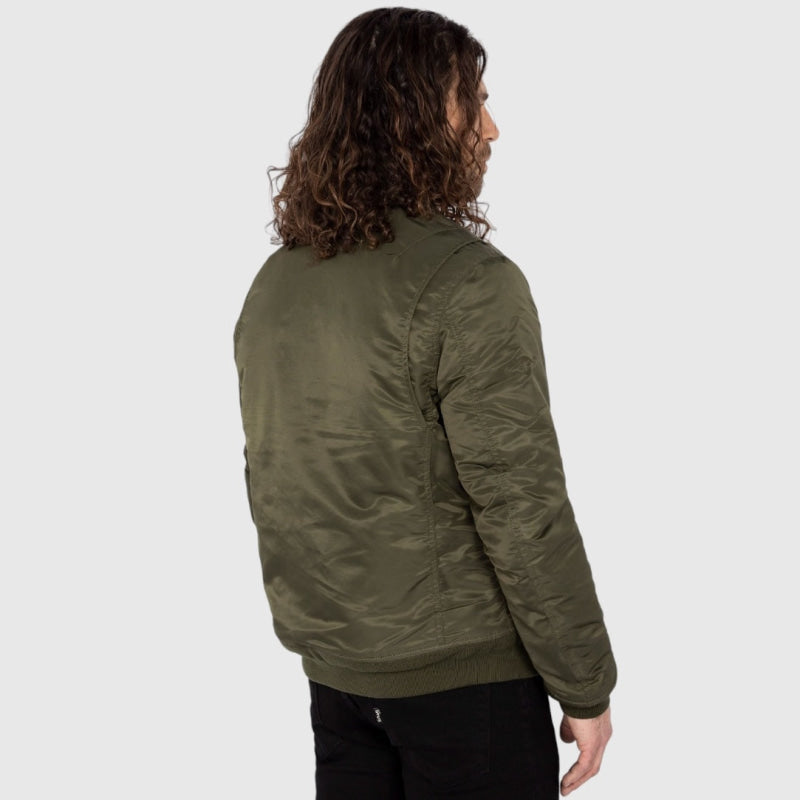 210100rs-army/khaki recycled bomber jacket schott nyc winter jas back