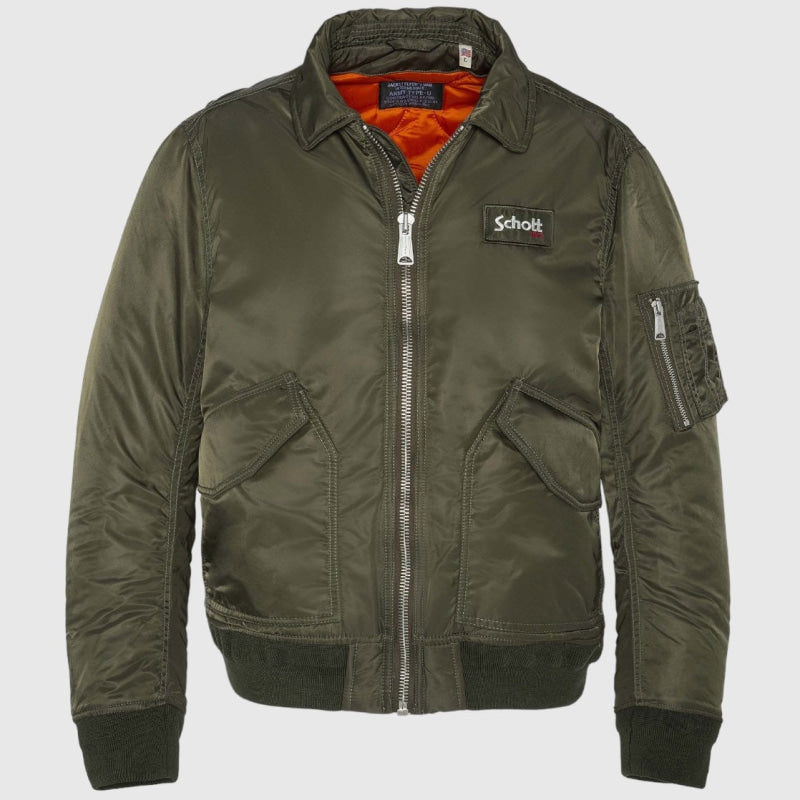 210100rs-army/khaki recycled bomber jacket schott nyc winter jas crop5