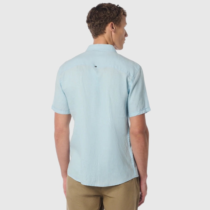 23480336sn-151 shirt short sleeve linen solid no excess overhemd back