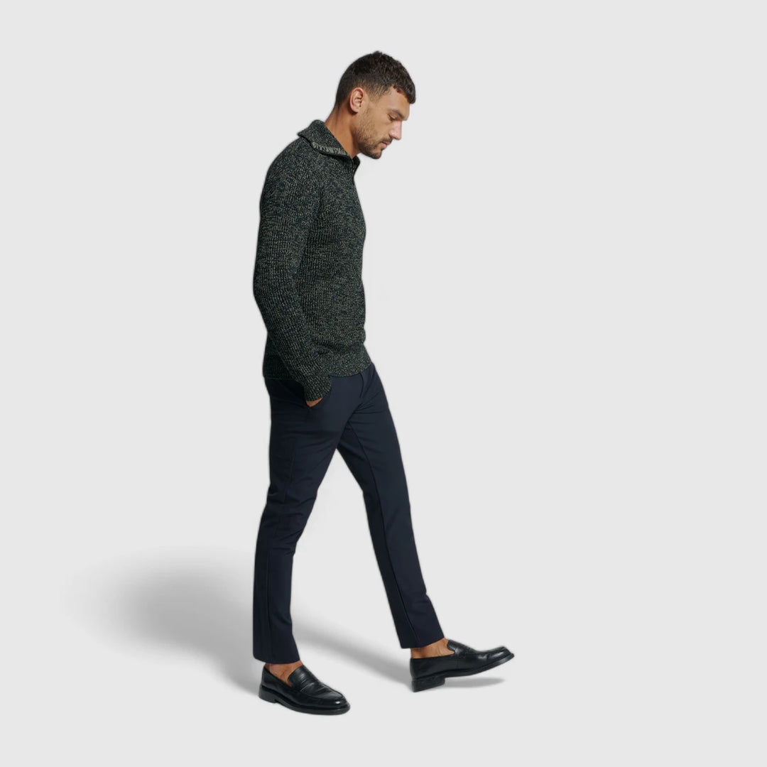 25230926-078 No Excess Pullover Half Zipper High Neck 3 Coloured Rib Night