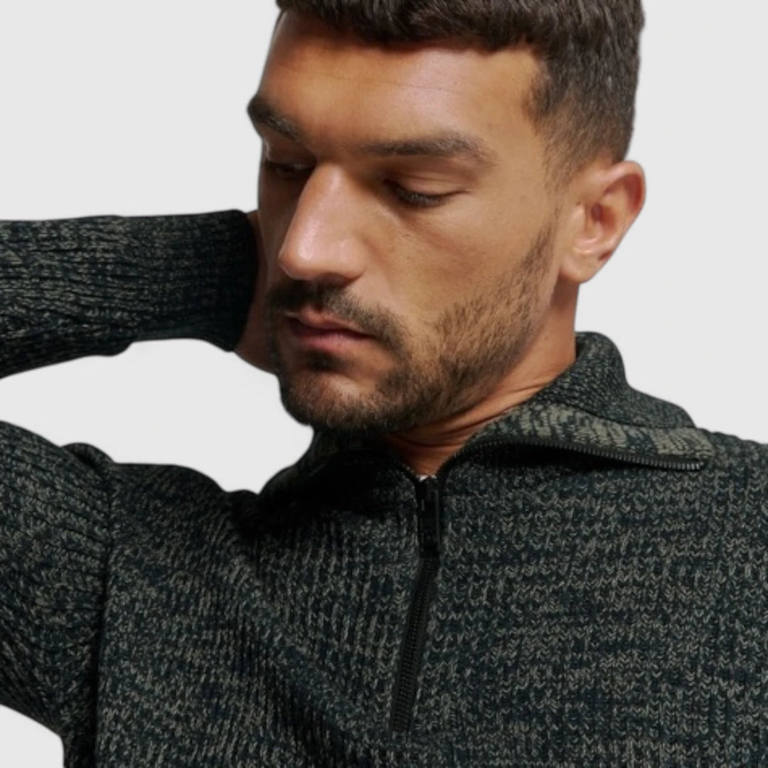 25230926-078 No Excess Pullover Half Zipper High Neck 3 Coloured Rib Night