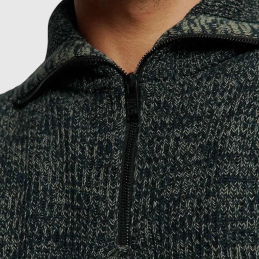 25230926-078 No Excess Pullover Half Zipper High Neck 3 Coloured Rib Night