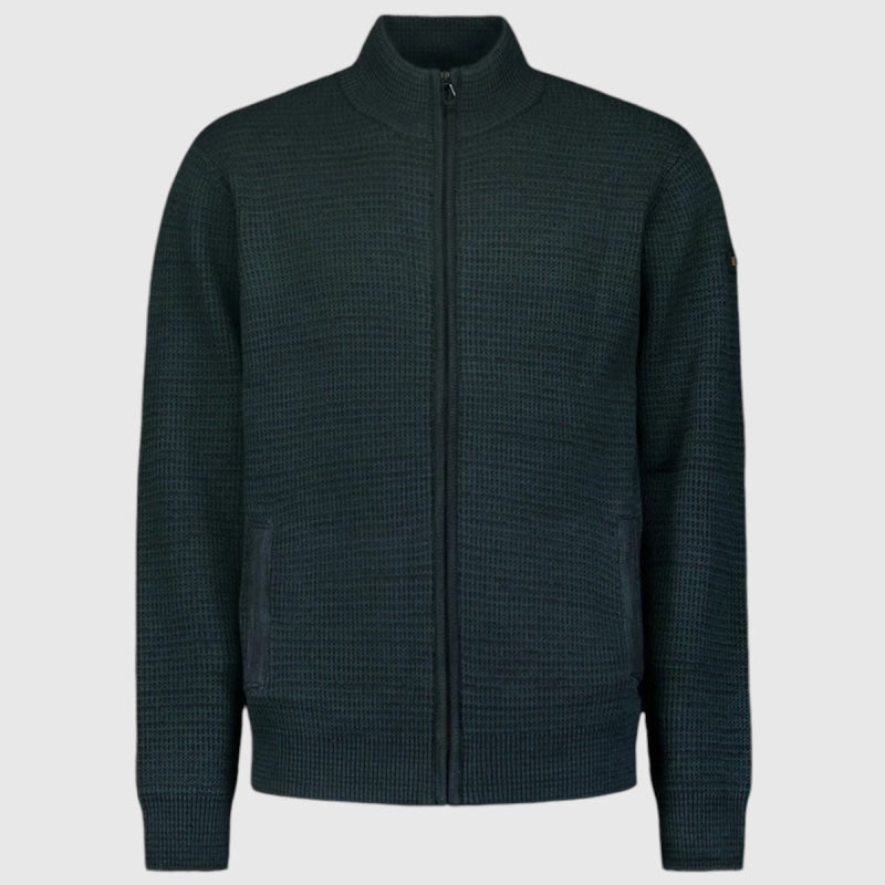 25230934-052 No Excess Cardigan 3 Coloured Jacquard Dark Green