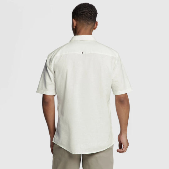 27480321SN-010 No Excess Shirt Short Sleeve Solid With Linen White
