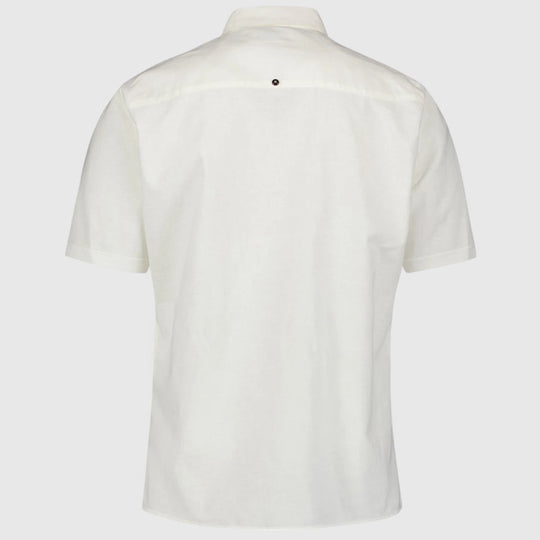 27480321SN-010 No Excess Shirt Short Sleeve Solid With Linen White