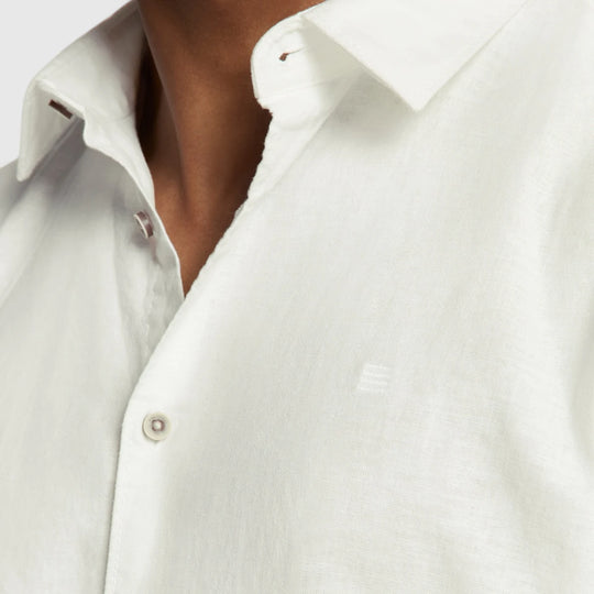 27480321SN-010 No Excess Shirt Short Sleeve Solid With Linen White