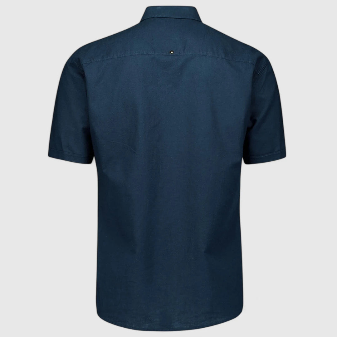 27480321SN-078 No Excess Shirt Short Sleeve Solid With Linen Night/Navy