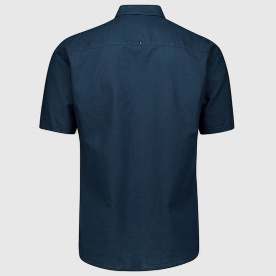 27480321SN-078 No Excess Shirt Short Sleeve Solid With Linen Night/Navy
