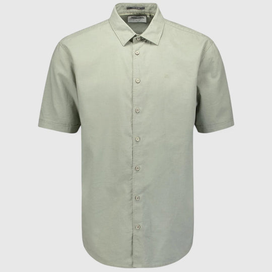 27480321SN-177 No Excess Shirt Short Sleeve Solid With Linen Light Army