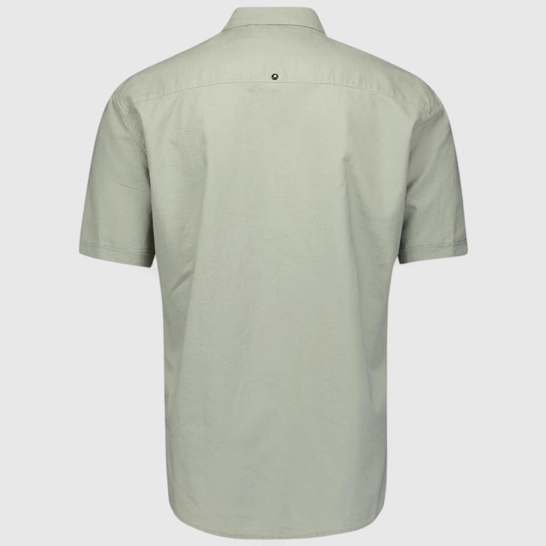 27480321SN-177 No Excess Shirt Short Sleeve Solid With Linen Light Army