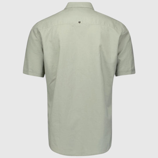 27480321SN-177 No Excess Shirt Short Sleeve Solid With Linen Light Army