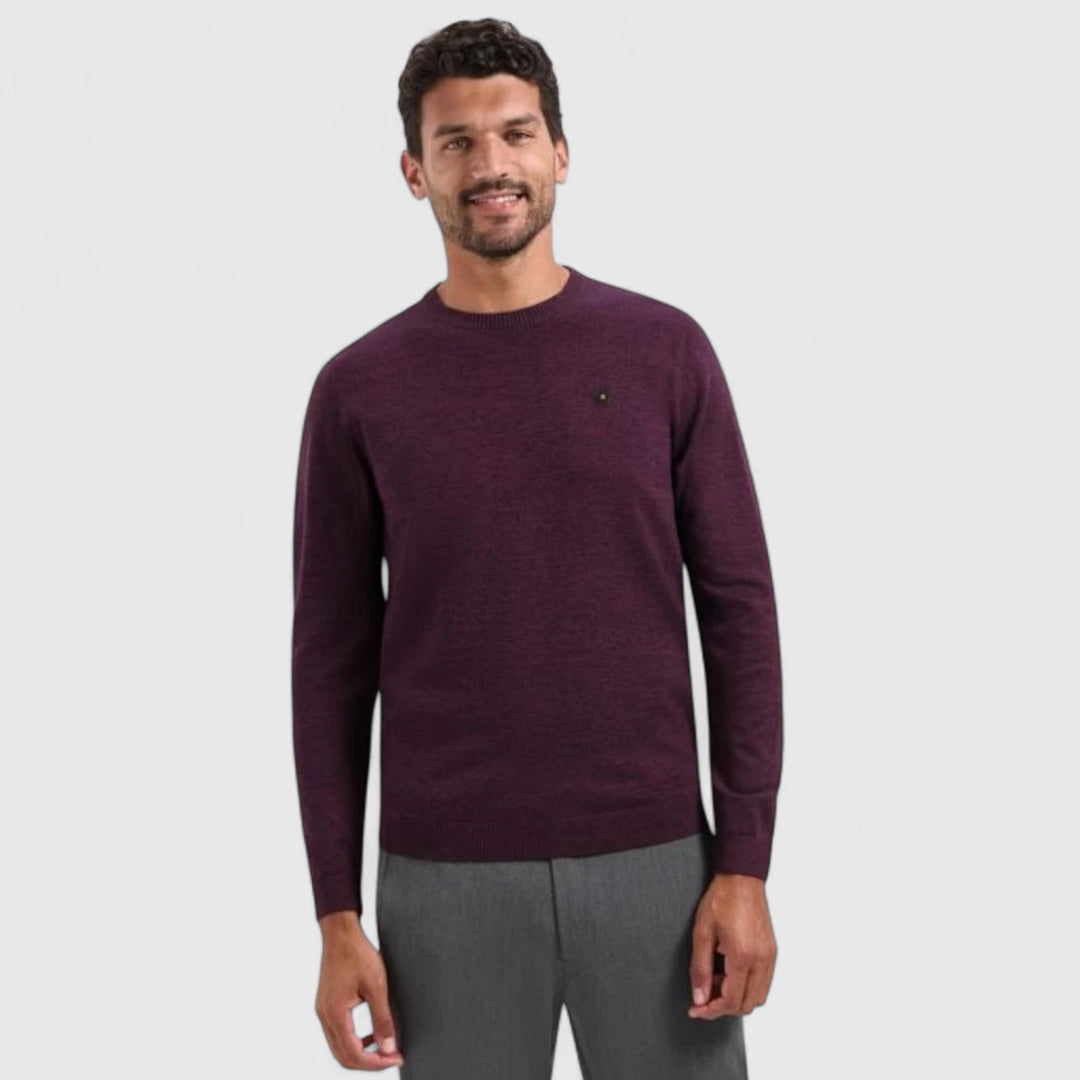 29210880SN-164 No Excess Knitwear Pullover Crewneck 2 Coloured Melange Dark Wine / Rood