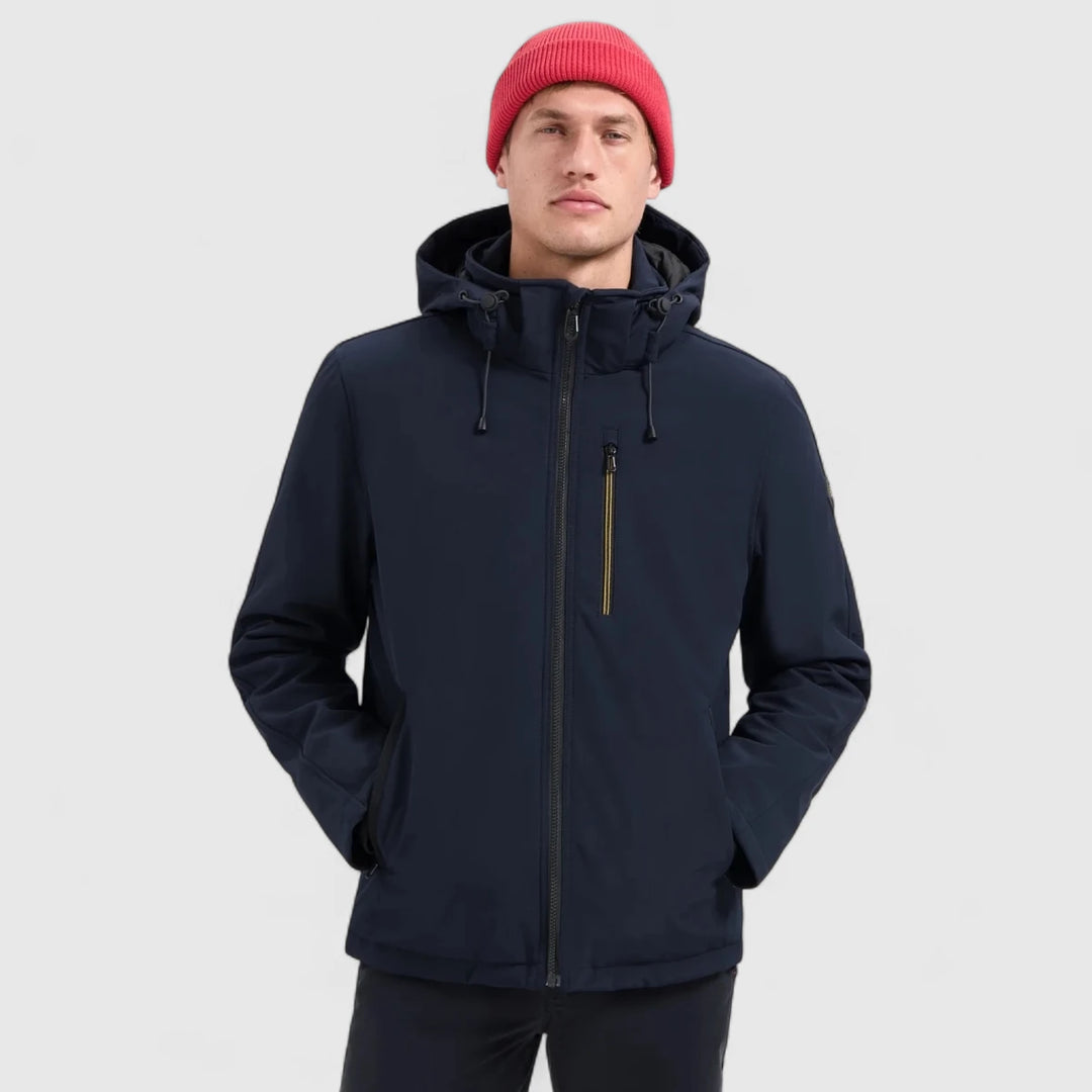 29630807SN-078 No Excess Jacket Short Fit Hooded Softshell Stretch Night / Donkerblauw