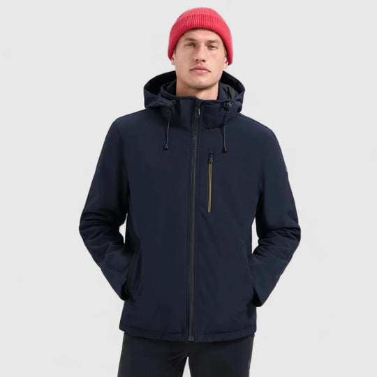 29630807SN-078 No Excess Jacket Short Fit Hooded Softshell Stretch Night / Donkerblauw