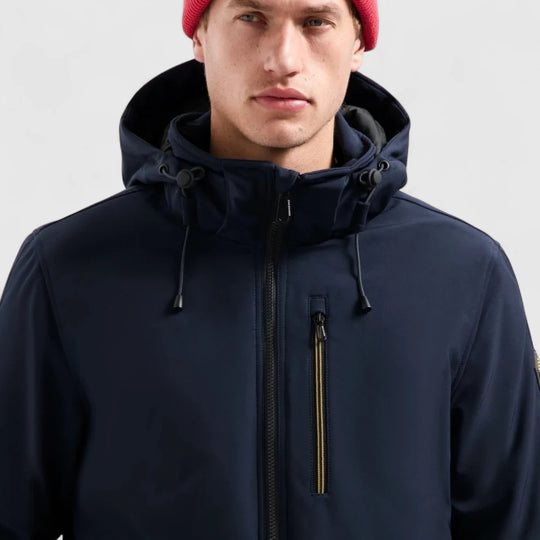 29630807SN-078 No Excess Jacket Short Fit Hooded Softshell Stretch Night / Donkerblauw