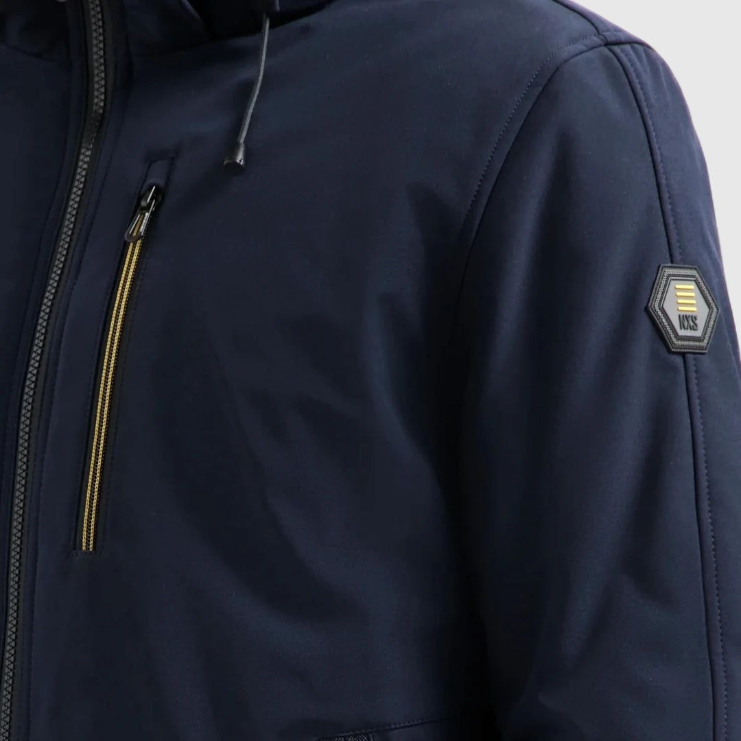29630807SN-078 No Excess Jacket Short Fit Hooded Softshell Stretch Night / Donkerblauw