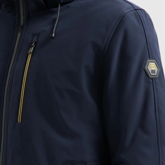 29630807SN-078 No Excess Jacket Short Fit Hooded Softshell Stretch Night / Donkerblauw