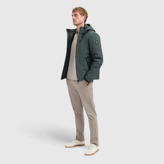 29630807SN-124 No Excess Jacket Short Fit Hooded Softshell Stretch Dark Steel