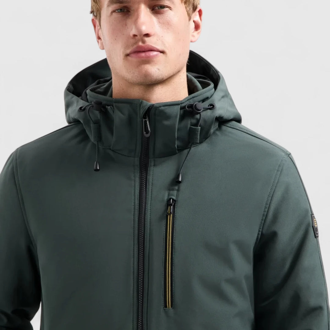 29630807SN-124 No Excess Jacket Short Fit Hooded Softshell Stretch Dark Steel