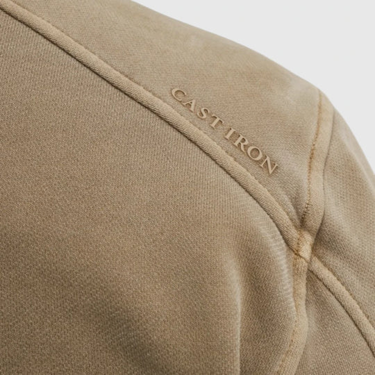 CSW2508443-8025 Cast Iron Sweater Half Zip Peached Overdye Brindle / Beige