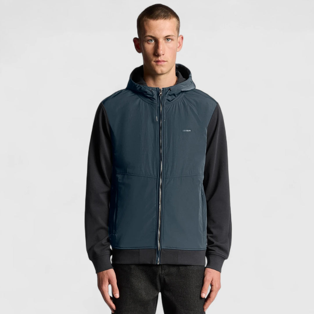 ML2330V-Z271 Lyle & Scott Half Raglan Hybrid Hoodie Dark Navy / Donker Blauw