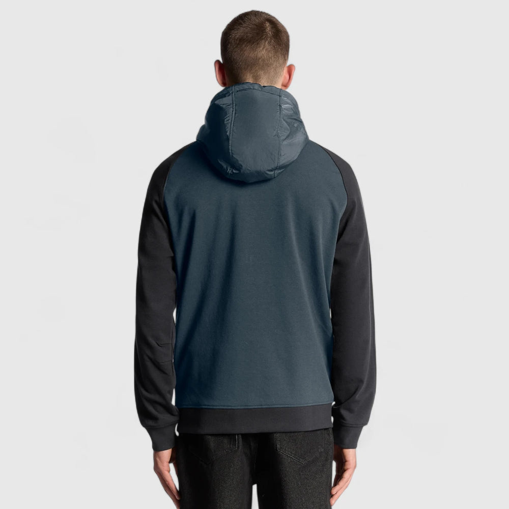 ML2330V-Z271 Lyle & Scott Half Raglan Hybrid Hoodie Dark Navy / Donker Blauw