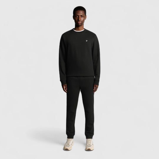ML2353V-W835 Lyle & Scott Diagonal Weave Crew Neck Sweatshirt Lacquer / Zwart