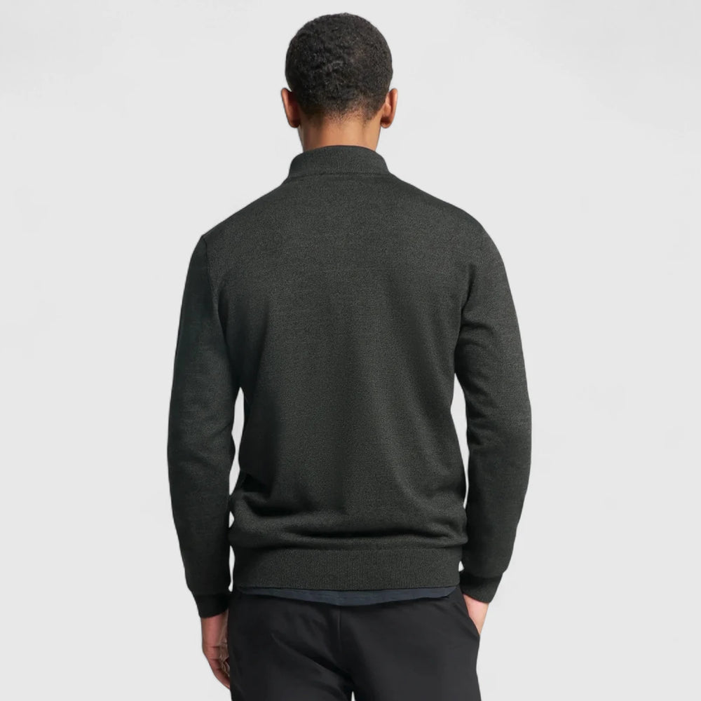 N2185-023 No Excess Pullover Half Zipper 2 Coloured Melange Dark Grey