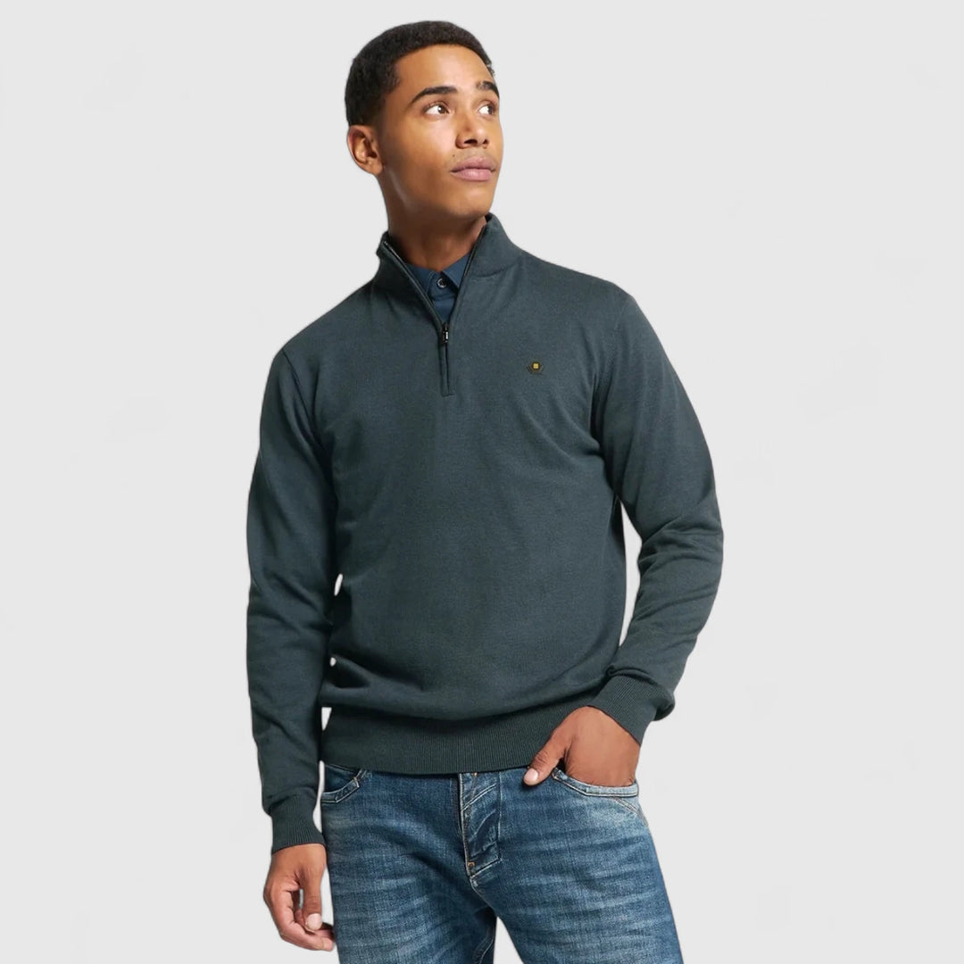 N2185-078 No Excess Pullover Half Zipper 2 Coloured Melange Night