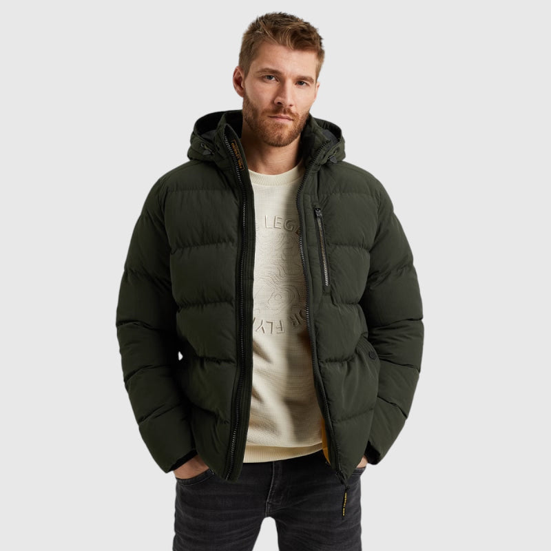 Redbridge Jas voor heren, winterjas, overgangsjas met capuchon, gewatteerd bikerjack, Kaki, S Redbridge Jas voor heren, winterjas, overgangsjas met capuchon, gewatteerd bikerjack, Kaki, S
