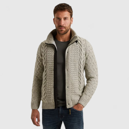 PKC2509359-921 PME Legend Zip Jacket Heavy Knit Mixed Yarn Light Gray Melee / Grijs