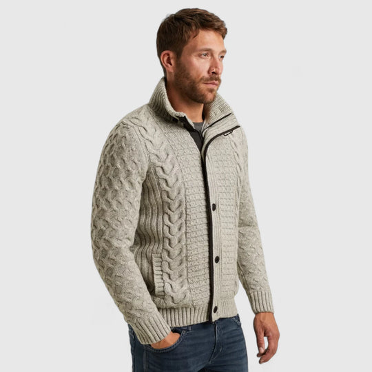 PKC2509359-921 PME Legend Zip Jacket Heavy Knit Mixed Yarn Light Gray Melee / Grijs