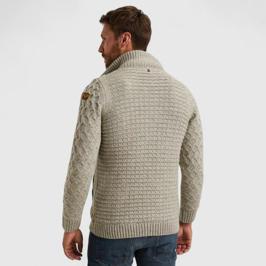PKC2509359-921 PME Legend Zip Jacket Heavy Knit Mixed Yarn Light Gray Melee / Grijs