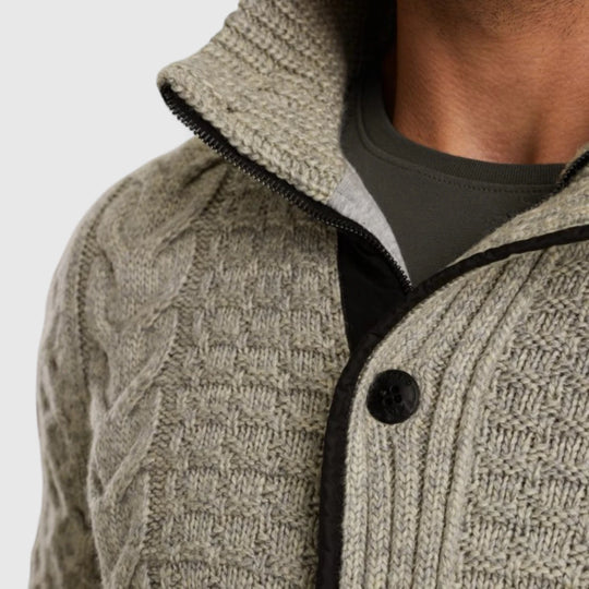 PKC2509359-921 PME Legend Zip Jacket Heavy Knit Mixed Yarn Light Gray Melee / Grijs