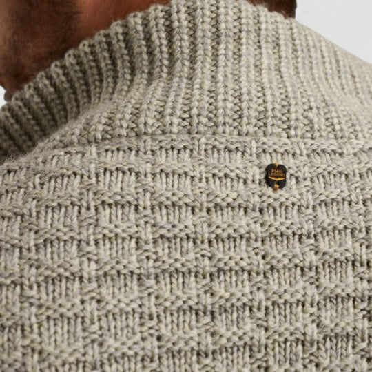 PKC2509359-921 PME Legend Zip Jacket Heavy Knit Mixed Yarn Light Gray Melee / Grijs