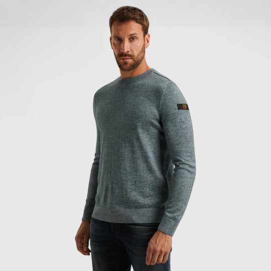 PKW2508335-5226 PME Legend Knitwear Round Neck Soft Blend Silver Blue