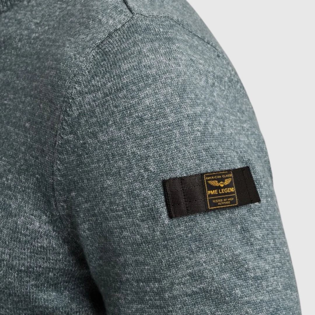 PKW2508335-5226 PME Legend Knitwear Round Neck Soft Blend Silver Blue