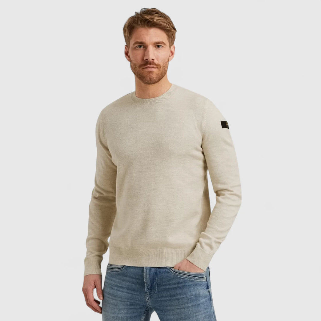 PKW2508335-7013 PME Legend Knitwear Round Neck Soft Blend Bone White