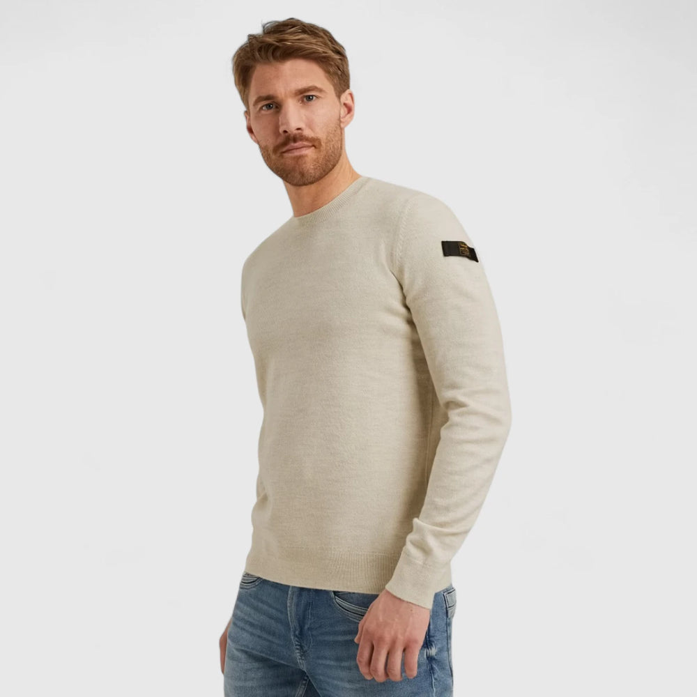 PKW2508335-7013 PME Legend Knitwear Round Neck Soft Blend Bone White