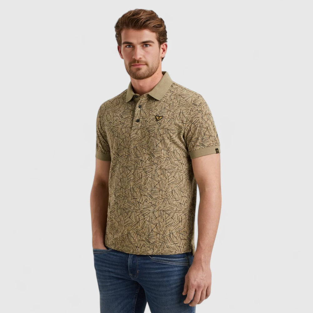 PPSS2506893-6391 PME Legend Polo Slub Jersey All Over Print Silver Sage