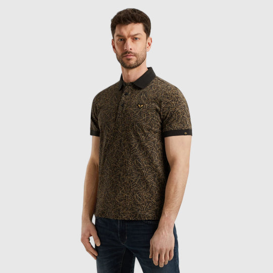 PPSS2506893-9140 PME Legend Polo Slub Jersey All Over Print Obsidian