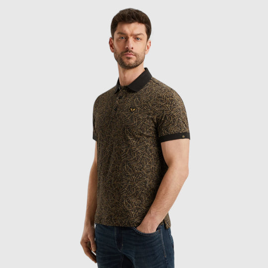 PPSS2506893-9140 PME Legend Polo Slub Jersey All Over Print Obsidian