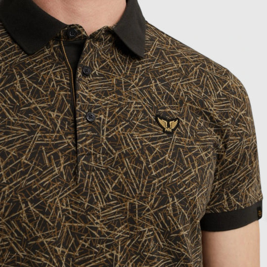 PPSS2506893-9140 PME Legend Polo Slub Jersey All Over Print Obsidian
