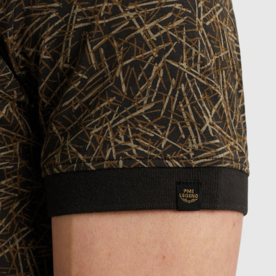 PPSS2506893-9140 PME Legend Polo Slub Jersey All Over Print Obsidian