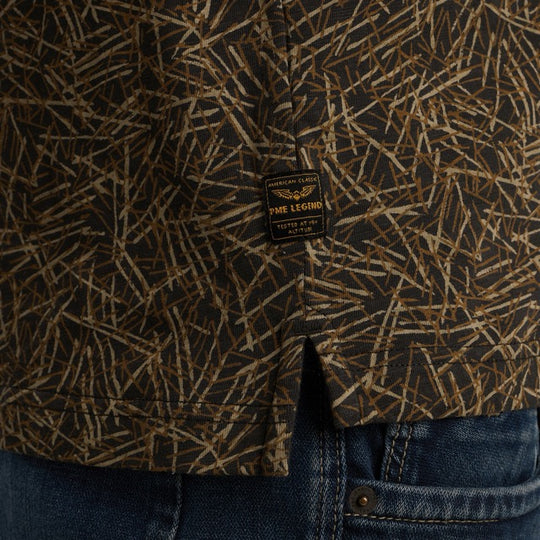 PPSS2506893-9140 PME Legend Polo Slub Jersey All Over Print Obsidian