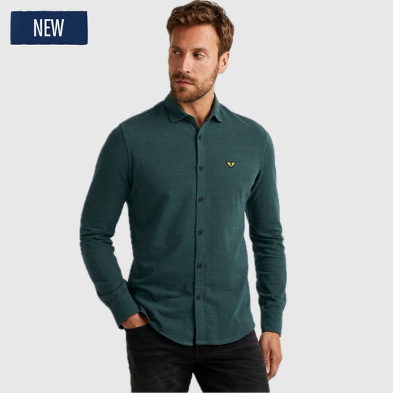 PME Legend Long Sleeve Shirt Cotton Jersey Herringbone Jacquard