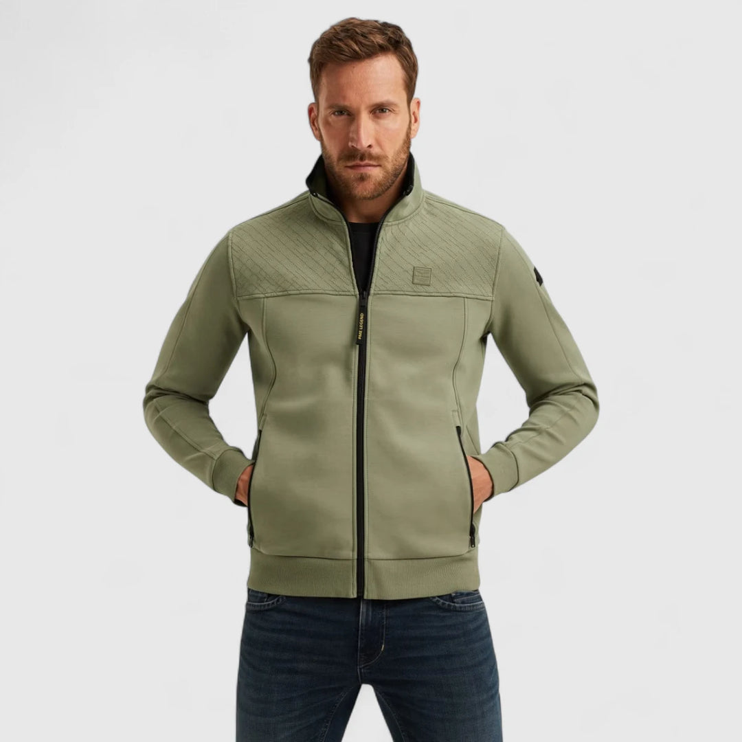 PSW2508437-6379 PME Legend Sweater Zip Jacket Interlock Oil Green / Groen
