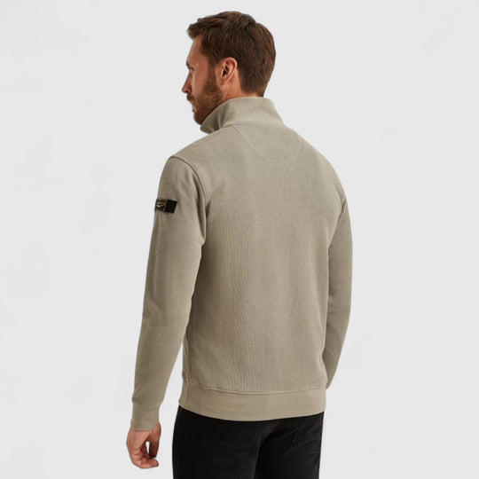 PSW2509457-8011 PME Legend Knitwear Half Zip Collar Knit Look Jersey Seneca Rock