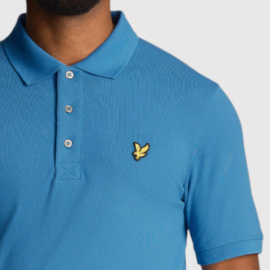 sp400vog-w584 plain polo shirt short sleeve lyle & scott polo slate blue crop2