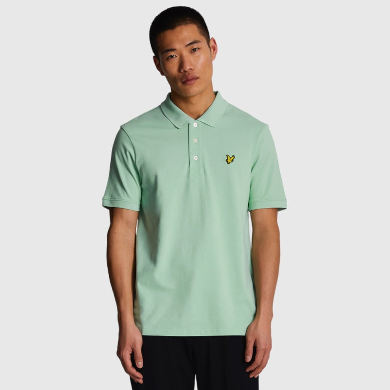 sp400vog-w907 plain polo shirt short sleeve lyle & scott polo turquoise